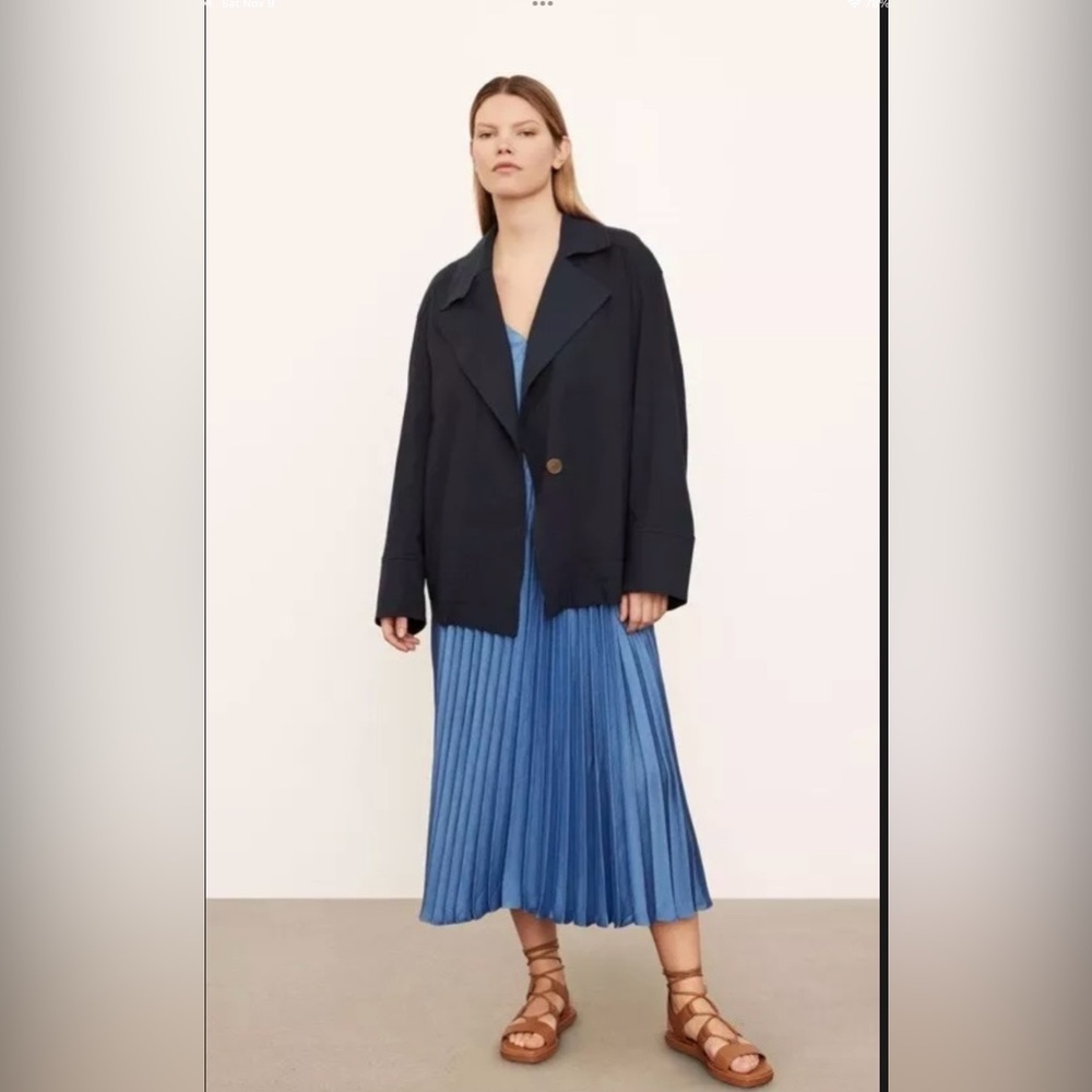 New Vince Women's Utility Linen Blend Jacket In Navy Blue Size 1X $495 - Picture 3 of 11